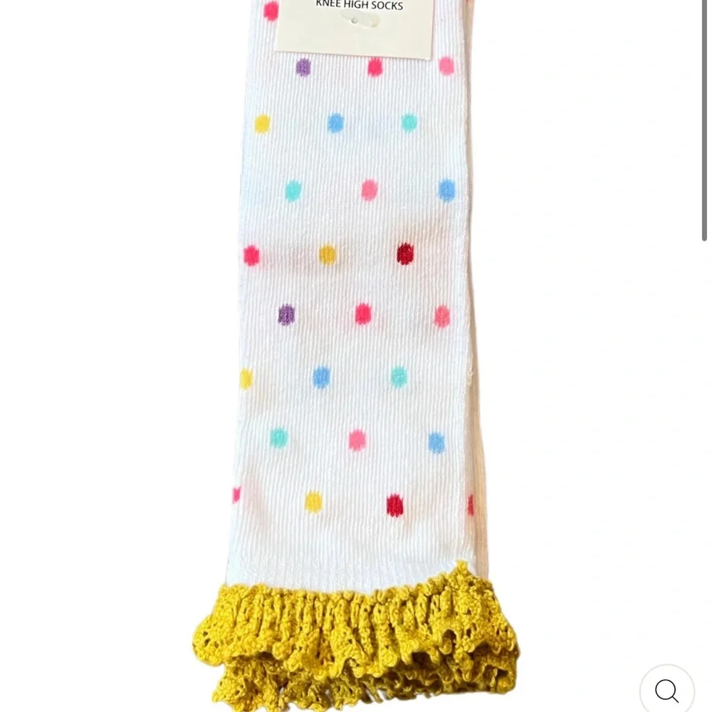Bundle of 2 white dotted high knee lace socks
